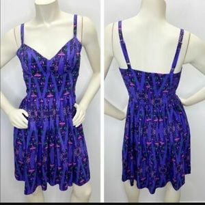 Amanda Uprichard Neon Purple Aztec Print dress - size P/XS